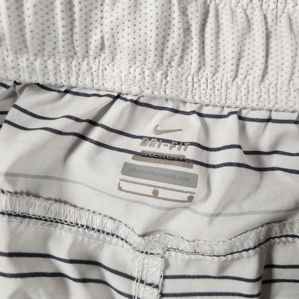 Nike Dri-FIT White Striped Athletic Training Gym Shorts Men's Size L Pockets